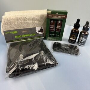 Beard Care Set with Wash Conditioner Oil Beard Trimming Cape Comb Lot of 5 New